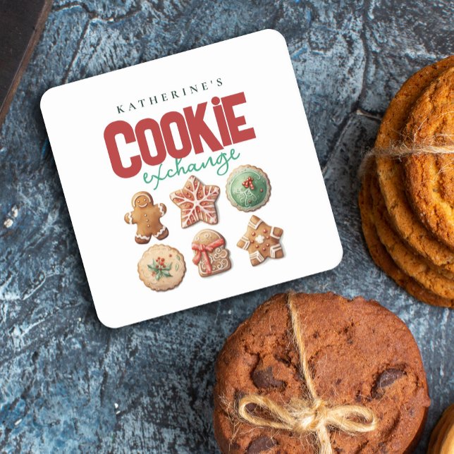 Dessous-de-verre Carré En Papier Noël Fête d'échange de cookies (Créateur téléchargé)