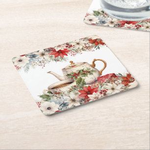 Dessous-de-verre Carré En Papier Noël Floral Tea Fête