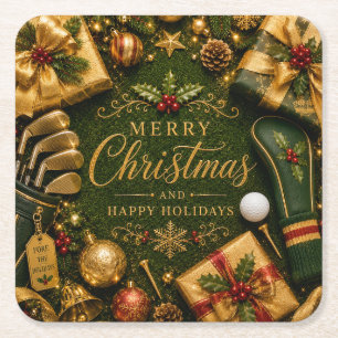 Dessous-de-verre Carré En Papier Noël Golf Vacances