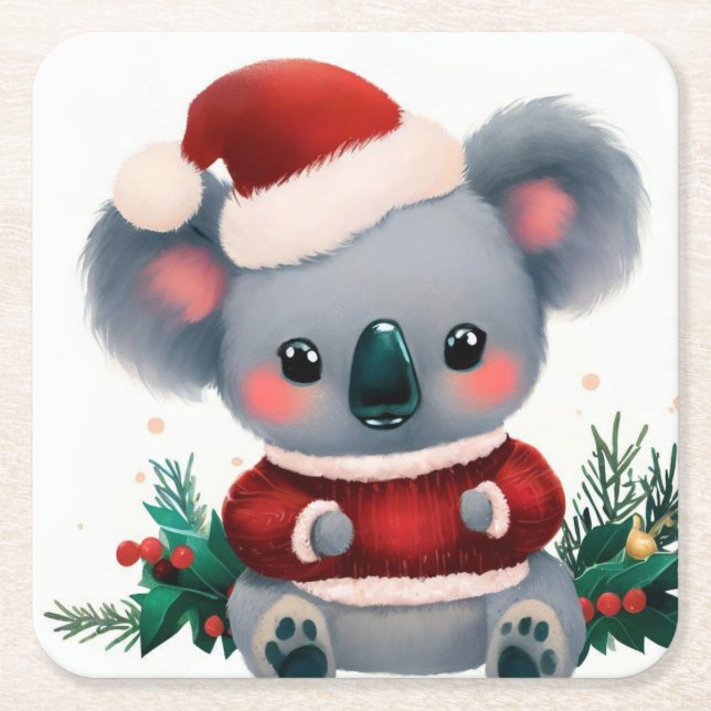 Dessous-de-verre Carré En Papier Noël Koala 3 (Devant)