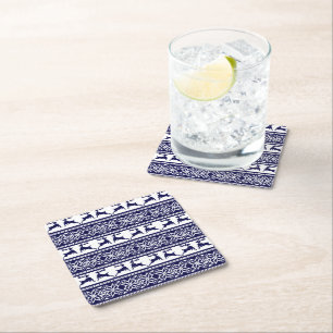 Dessous-de-verre Carré En Papier Noël, le bleu et le blanc scandinave