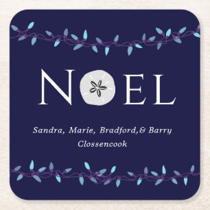 Dessous-de-verre Carré En Papier  Noël Navy Bleu Dollar de Sable Noël Marin 