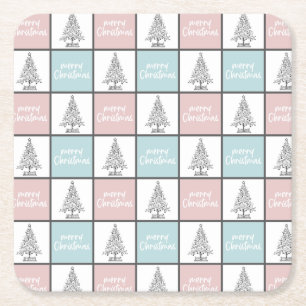 Dessous-de-verre Carré En Papier Noël Pastel Bleu et rose Motif moderne
