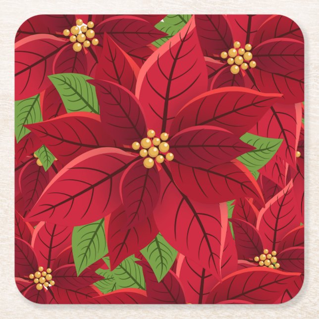 Dessous-de-verre Carré En Papier Noël Poinsettia (Devant)