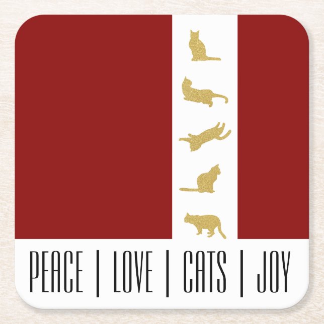 Dessous-de-verre Carré En Papier Noël Rouge Blanc Rouge Or (Devant)