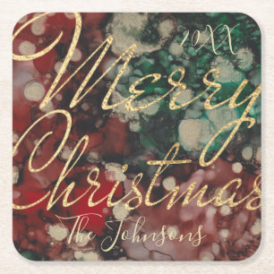 Dessous-de-verre Carré En Papier Noël Rouge or