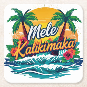 Dessous-de-verre Carré En Papier Noël tropical de Mele Kalikimaka