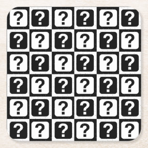 Dessous-de-verre Carré En Papier Noir blanc Question Mark Riddle Block Monogramme