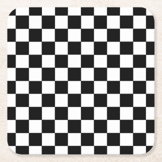 Dessous-de-verre Carré En Papier Noir et blanc Checkered