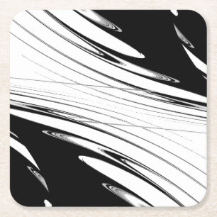 Dessous-de-verre Carré En Papier Noir et blanc moderne
