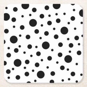 Dessous-de-verre Carré En Papier Noir sur blanc Polka Motif Baby Blanket Roun
