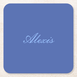 Dessous-de-verre Carré En Papier Nom Calligraphie Script Simple Bleu