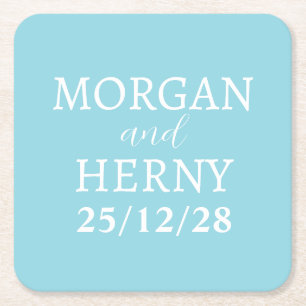 Dessous-de-verre Carré En Papier NOM customisé STYLISH MODERNE MINIMAL MARIAGE