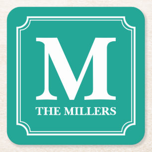 Dessous-de-verre Carré En Papier Nom de famille de couleurs modifiables Bar Pub Din