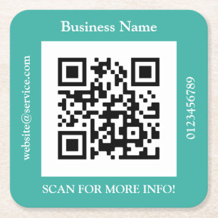 Dessous-de-verre Carré En Papier Nom d'entreprise de code QR, promotion de site Web