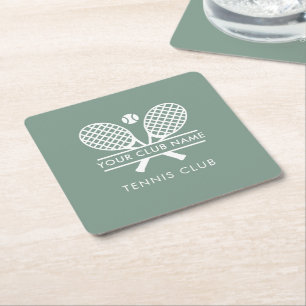 Dessous-de-verre Carré En Papier Nom d'équipe de tennis de club moderne personnalis
