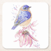 Nom personnalisé Aquarelle Bluebird Garden Oiseau 