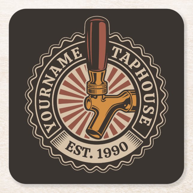 Dessous-de-verre Carré En Papier NOM Personnalisé Artisanat Bière Taphouse Brasseri (Devant)