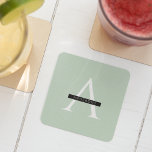 Dessous-de-verre Carré En Papier Nom personnalisé de la menthe pastel minimaliste<br><div class="desc">Nom personnalisé de la menthe pastel minimaliste</div>