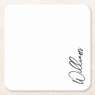 Dessous-de-verre Carré En Papier Nom personnalisé du script moderne