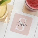 Dessous-de-verre Carré En Papier Nom personnalisé moderne Monogram Pastel Rose<br><div class="desc">Nom personnalisé moderne Monogram Pastel Rose</div>