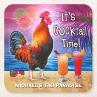 Nom tropical de plage de coq de cocktail drôle de