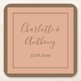 Dessous-de-verre Carré En Papier Noms de calligraphie créative mariage Date