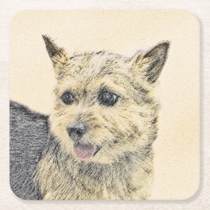 Dessous-de-verre Carré En Papier Norwich Terrier Peinture - Cute Original Chien Art