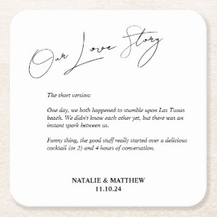 Dessous-de-verre Carré En Papier Nos serviettes de mariage Our Love Story