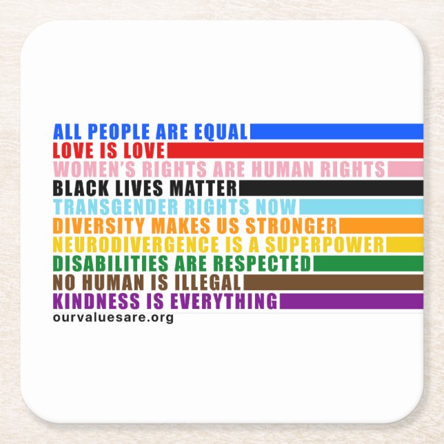 Dessous-de-verre Carré En Papier Nos valeurs sont Dessous de verre (Devant)