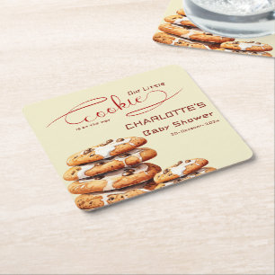 Dessous-de-verre Carré En Papier Notre Petit Cookie Est En Route Cadeau Baby Shower