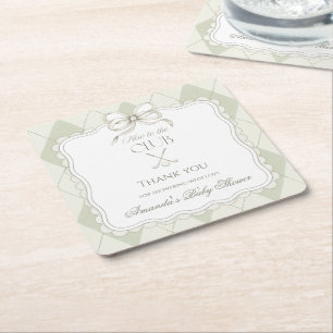 Dessous-de-verre Carré En Papier Nouveau Dans Le Club Vert Olive Baby Shower de Gol