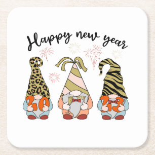 Dessous-de-verre Carré En Papier Nouvel An Gnomies Nouvel An 2023 Bonne année