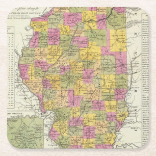 Dessous-de-verre Carré En Papier Nouvelle carte de l'Illinois