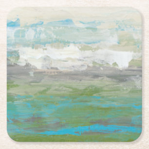 Dessous-de-verre Carré En Papier Nuages Blancs Surplombant Un Beau Paysage