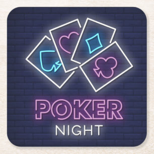 Dessous-de-verre Carré En Papier Nuit de Poker en Néon Simulée très Cool et colorée
