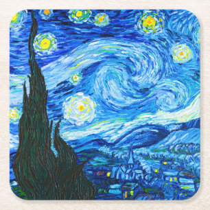Dessous-de-verre Carré En Papier Nuit Van Gogh Starry