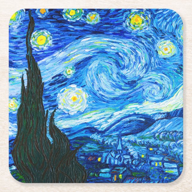 Dessous-de-verre Carré En Papier Nuit Van Gogh Starry (Devant)
