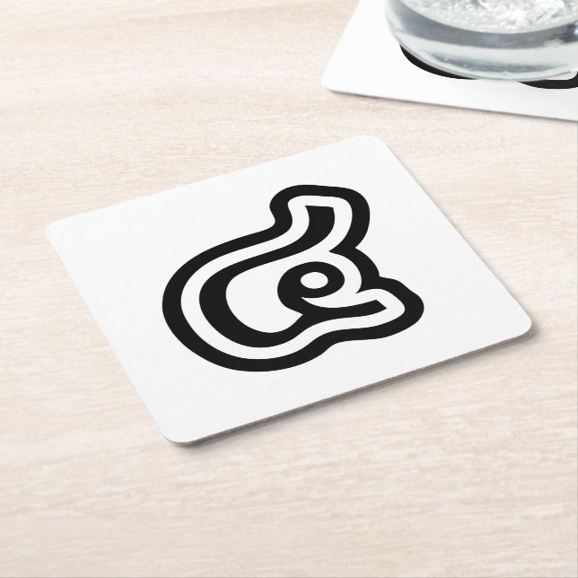 Dessous-de-verre Carré En Papier Numéro thaïlandais 4 / Quatre / ๔ (See/Si) Écritur (Incliné)