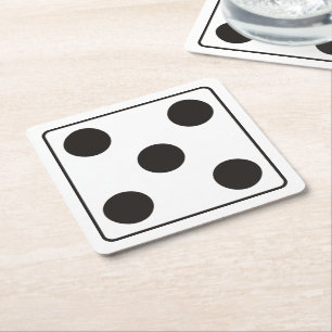 Dessous-de-verre Carré En Papier Numéros DICE des pips 5 + votre backgr.