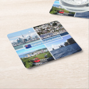 Dessous-de-verre Carré En Papier NZ Auckland Skyline - Wellington panorama -