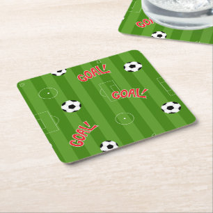 Dessous-de-verre Carré En Papier Objectif Football Football Football Conception de
