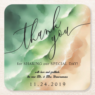 Dessous-de-verre Carré En Papier Ocean Beach Sunny Watercolor Summer Party