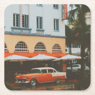 Dessous-de-verre Carré En Papier Ocean Drive, South Beach, Miami