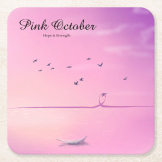 Dessous-de-verre Carré En Papier Octobre Rose Art Pastel