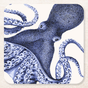 Dessous-de-verre Carré En Papier Octopus bleu paysage