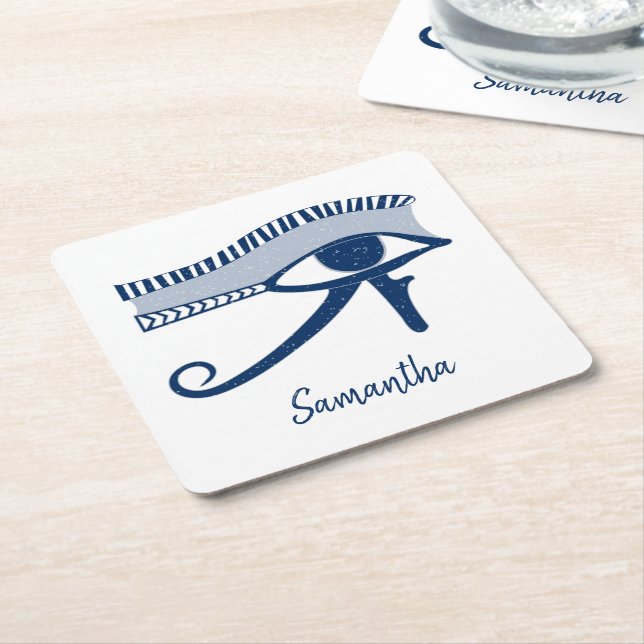 Dessous-de-verre Carré En Papier Oeil de Horus Talisman Personnalisé (Incliné)