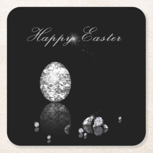 Dessous-de-verre Carré En Papier Oeuf de Pâques brillant - Dessous de verre de papi