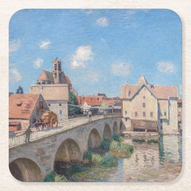 Dessous-de-verre Carré En Papier OEuvre d'Alfred Sisley - Le Pont de Moret (Devant)