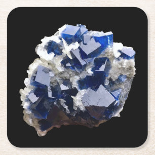 Dessous-de-verre Carré En Papier Œuvre d'art minérale en cristal de fluorite bleue 